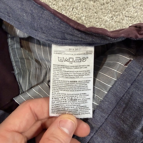 Banana Republic Fulton Skinny Chino Burgundy 31x30 Slim Stretch Casual Pants - Picture 3 of 10